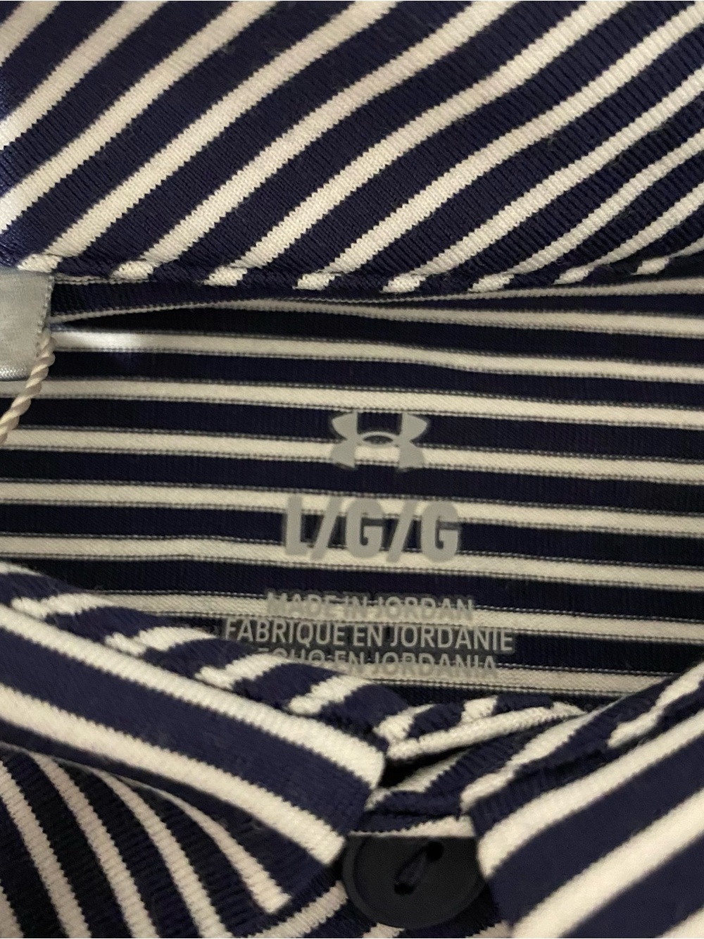 Under Armour Notre Dame Fighting Irish Golf Leprechaun Stripe Polo Mens L NWT - Picture 7 of 13